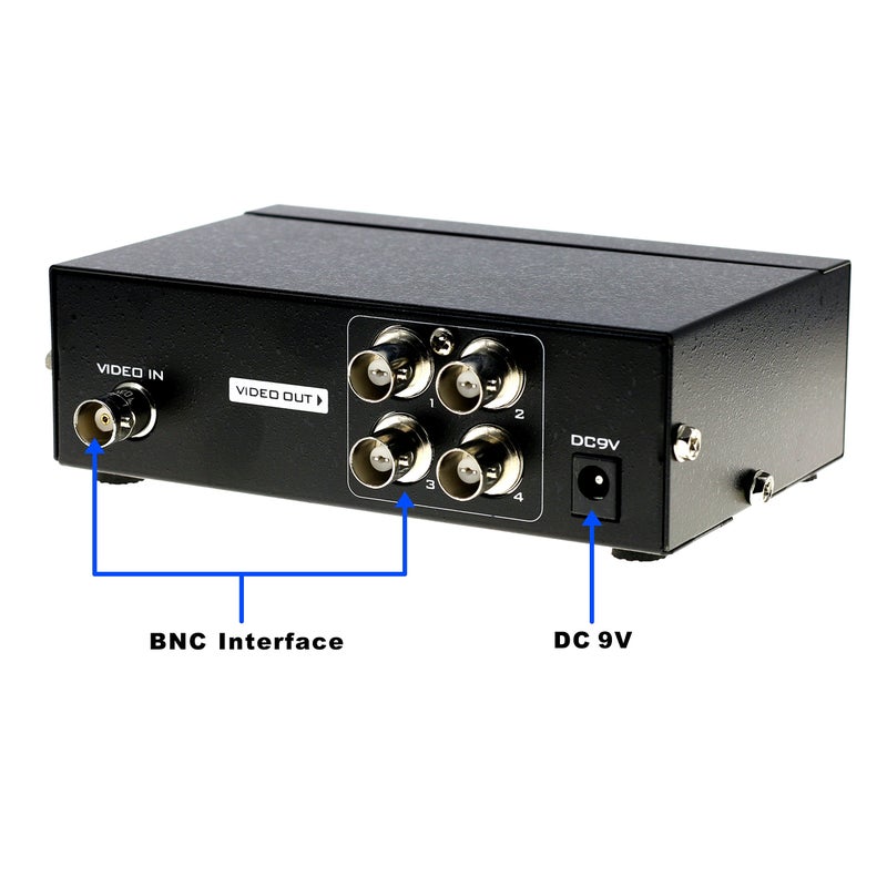 Optimal Shop 4 Ports BNC Video Splitter 1 in 4 Out BNC Coaxial TV CCTV DVR Composite Video Adapter Black - Image 4